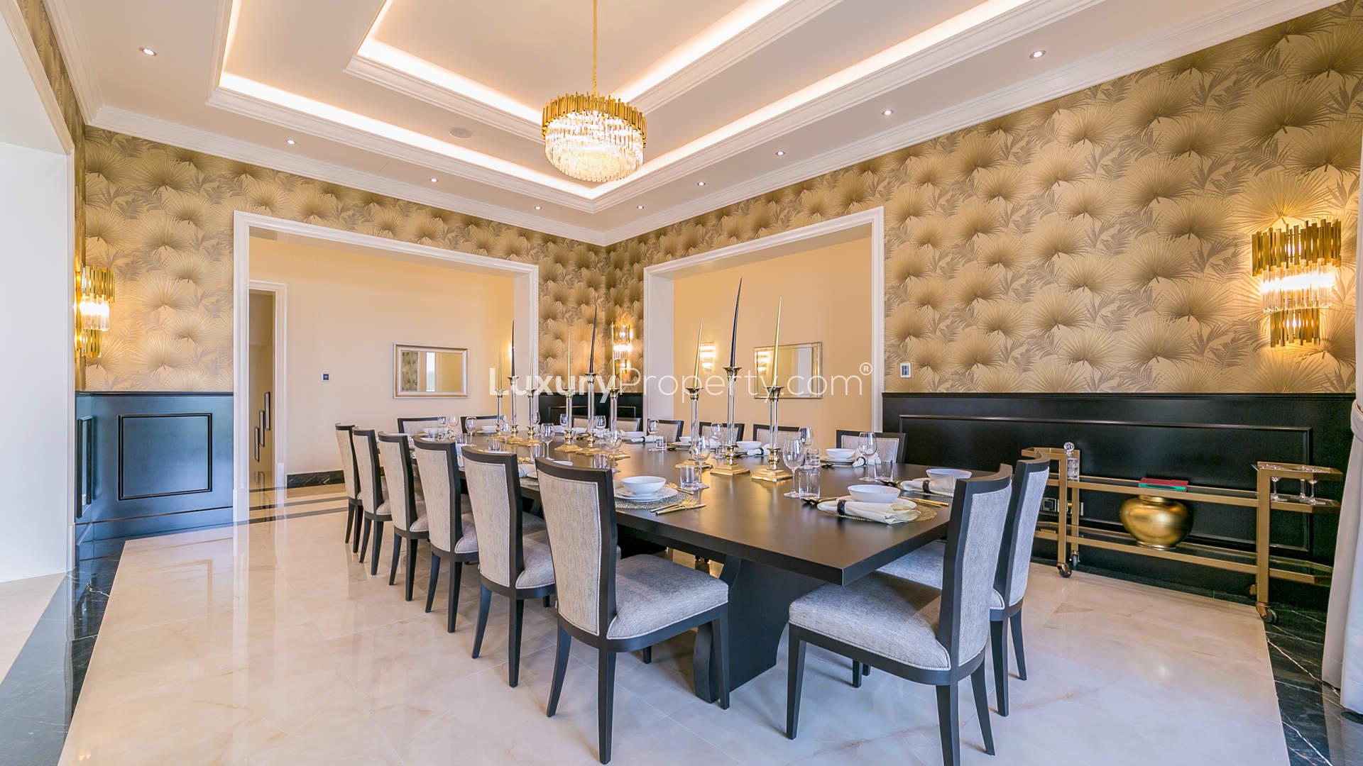 Luxurious kitchen and dining area in 7-bedroom Dubai Hills Grove mansion for sale