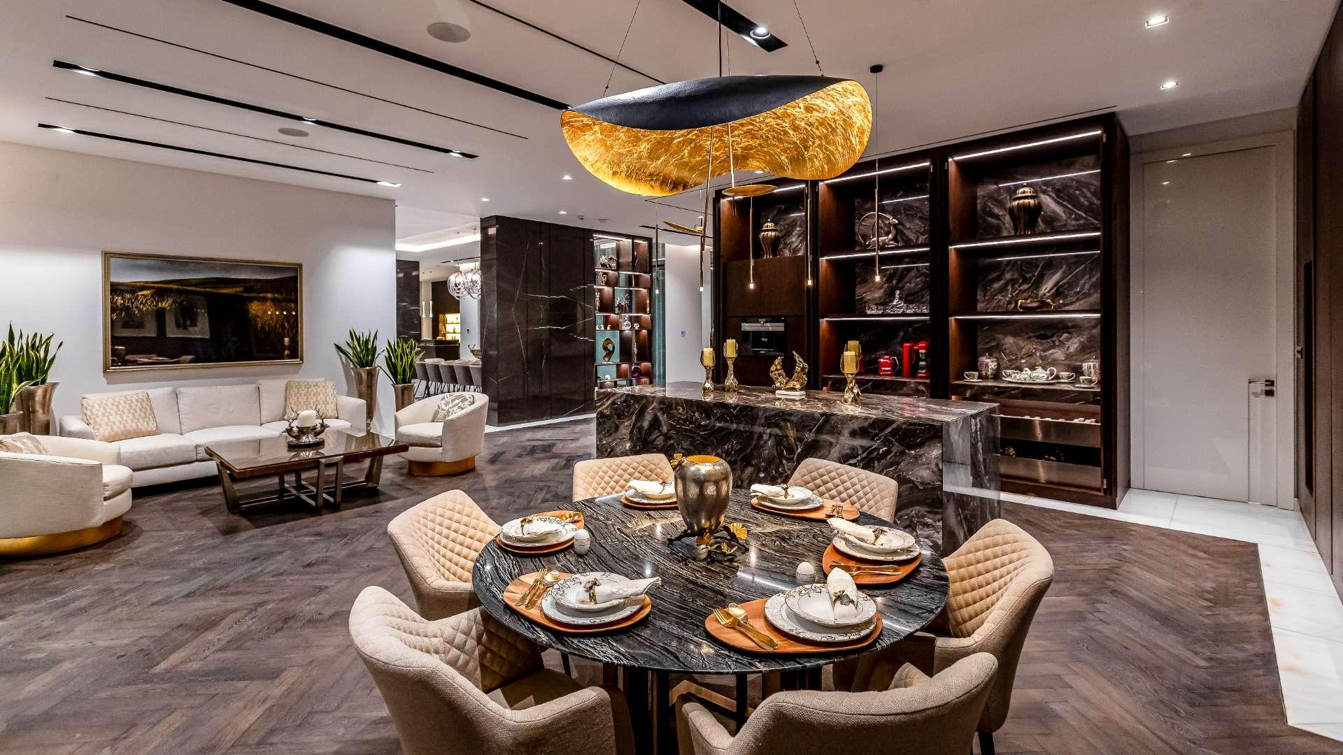 Luxurious pool area at contemporary mansion in Dubai Hills Estate, Dubai Hills View