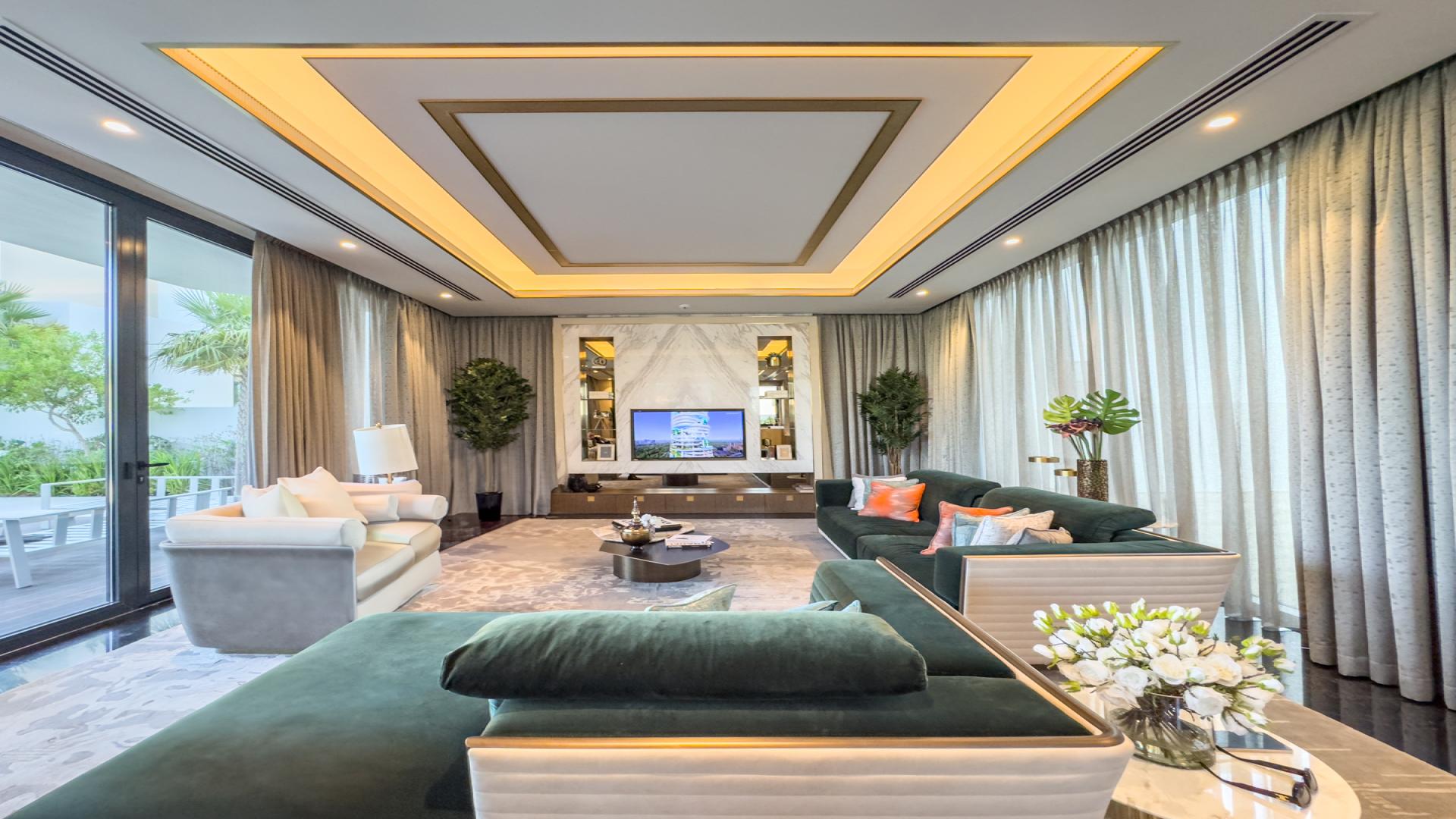 Luxurious 7-bedroom villa exterior with garden in Damac Lagoons, Morocco Phase 2