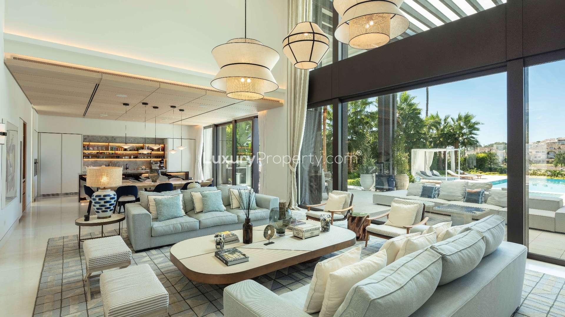 Luxurious villa interior in La Cerquilla, Marbella with pool and modern decor