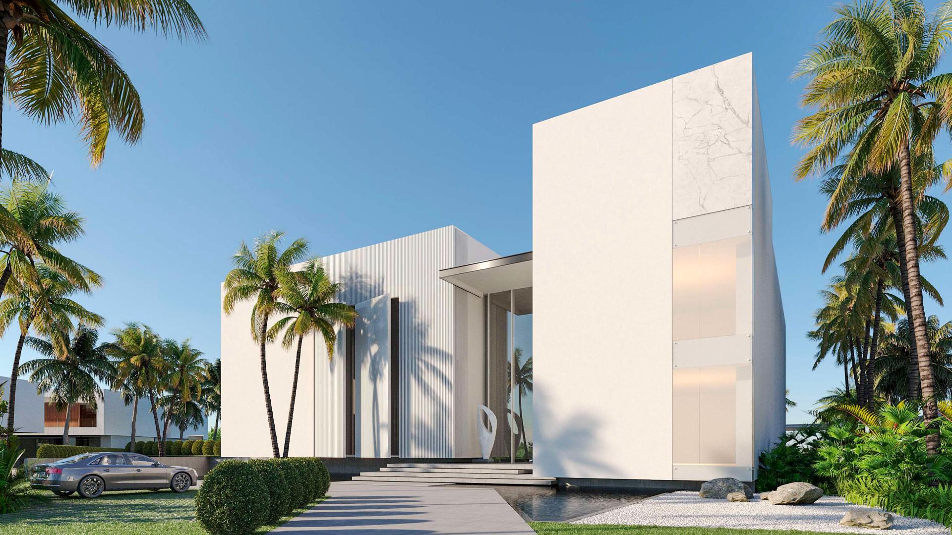 Contemporary mega-mansion in Dubai Hills Estate with pool and palm trees, for sale