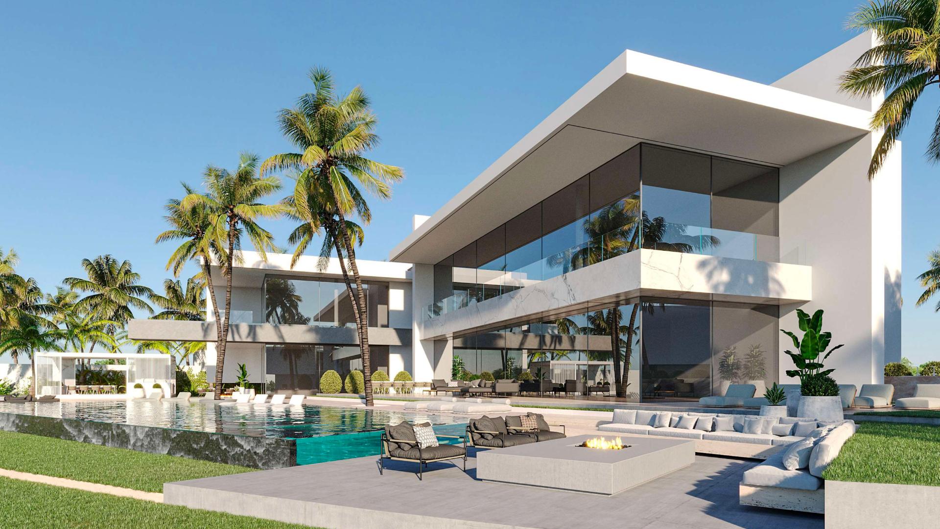 Contemporary Dubai Hills Estate villa with lush greenery and water view for sale