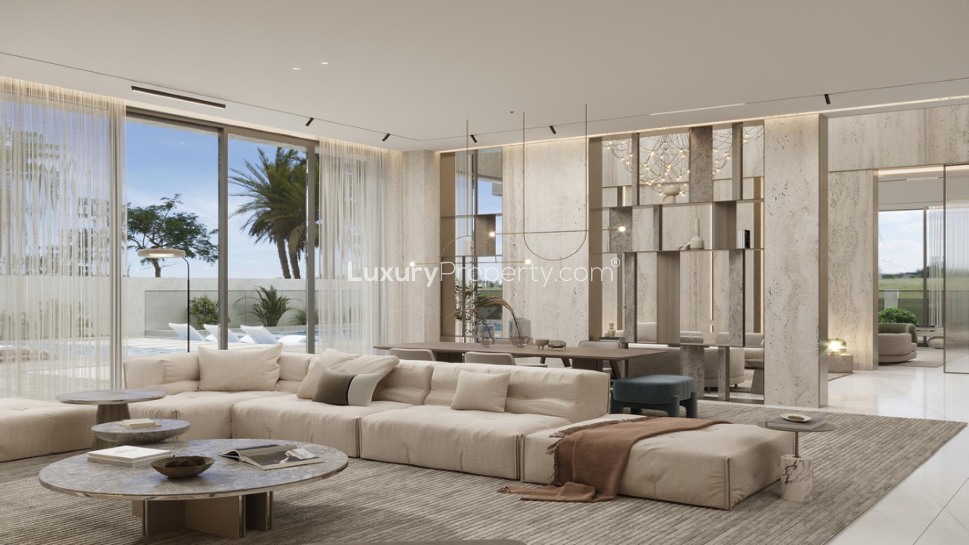 Magnificent 7-bedroom villa exterior with pool in Fairway Vistas, Dubai Hills Estate