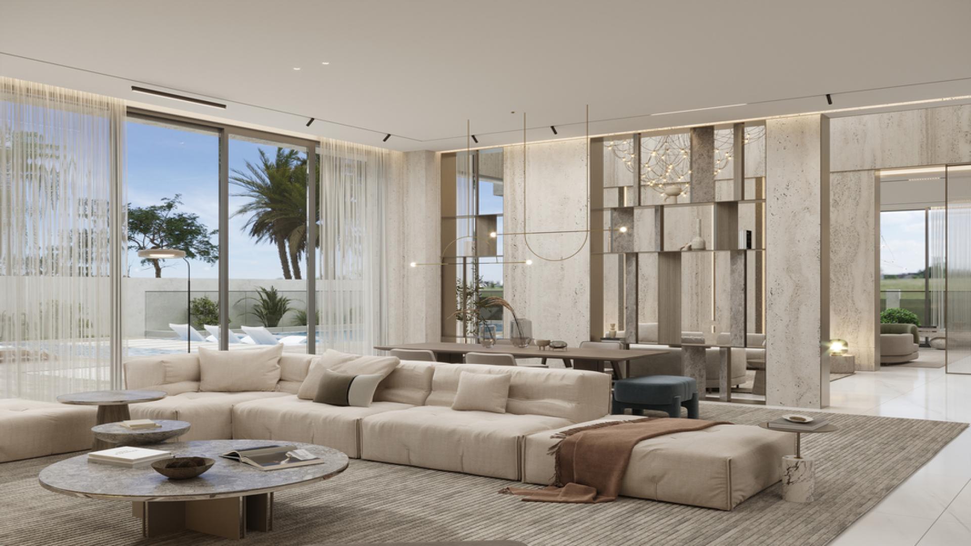 Magnificent 7-bedroom villa exterior with pool in Fairway Vistas, Dubai Hills Estate