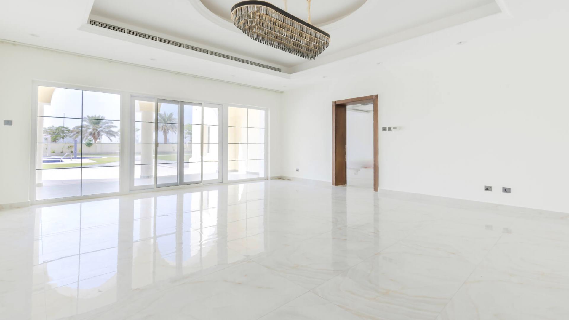 Spacious marble-floored living area in renovated 7-bedroom villa, Arabian Ranches, Polo Homes