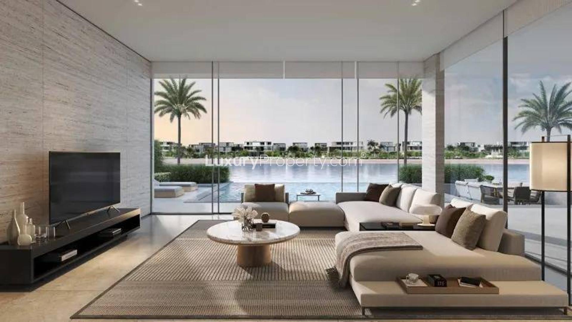 Ultra luxury 7-bedroom villa exterior in Palm Jebel Ali, Frond O, for sale