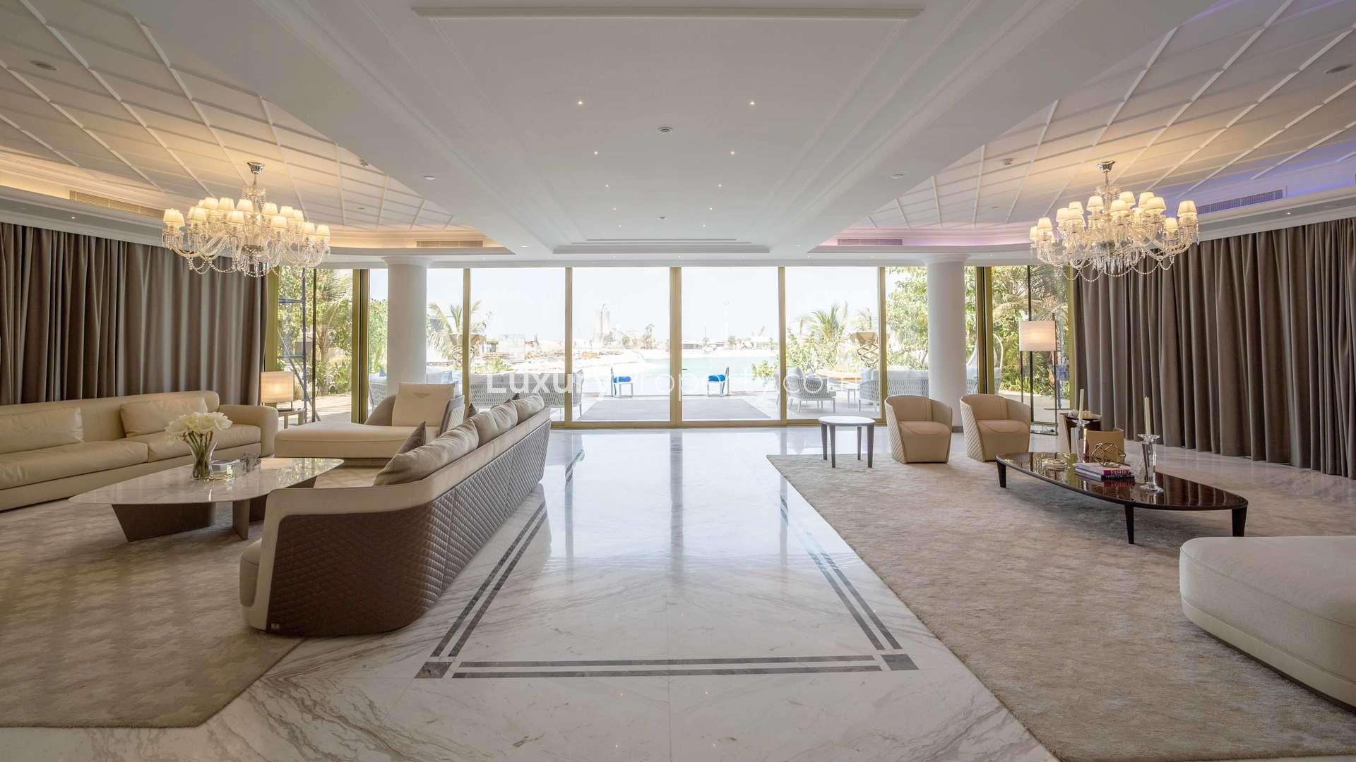 Luxurious living room in Sweden Beach Palace, The World Islands, Dubai with elegant decor