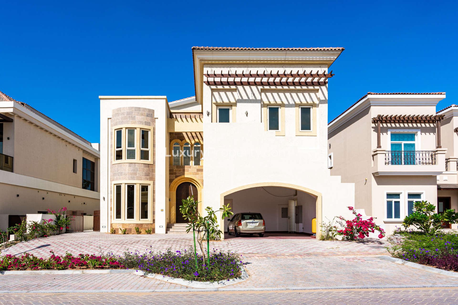 Luxury 7-bedroom villa exterior in Wildflower, Jumeirah Golf Estates, for sale