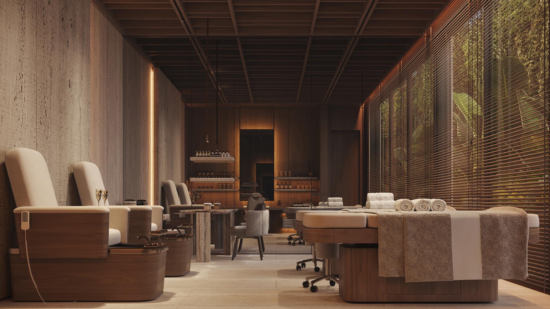 Luxurious living room with elegant decor in Zamani Islands, Maldives villa estate