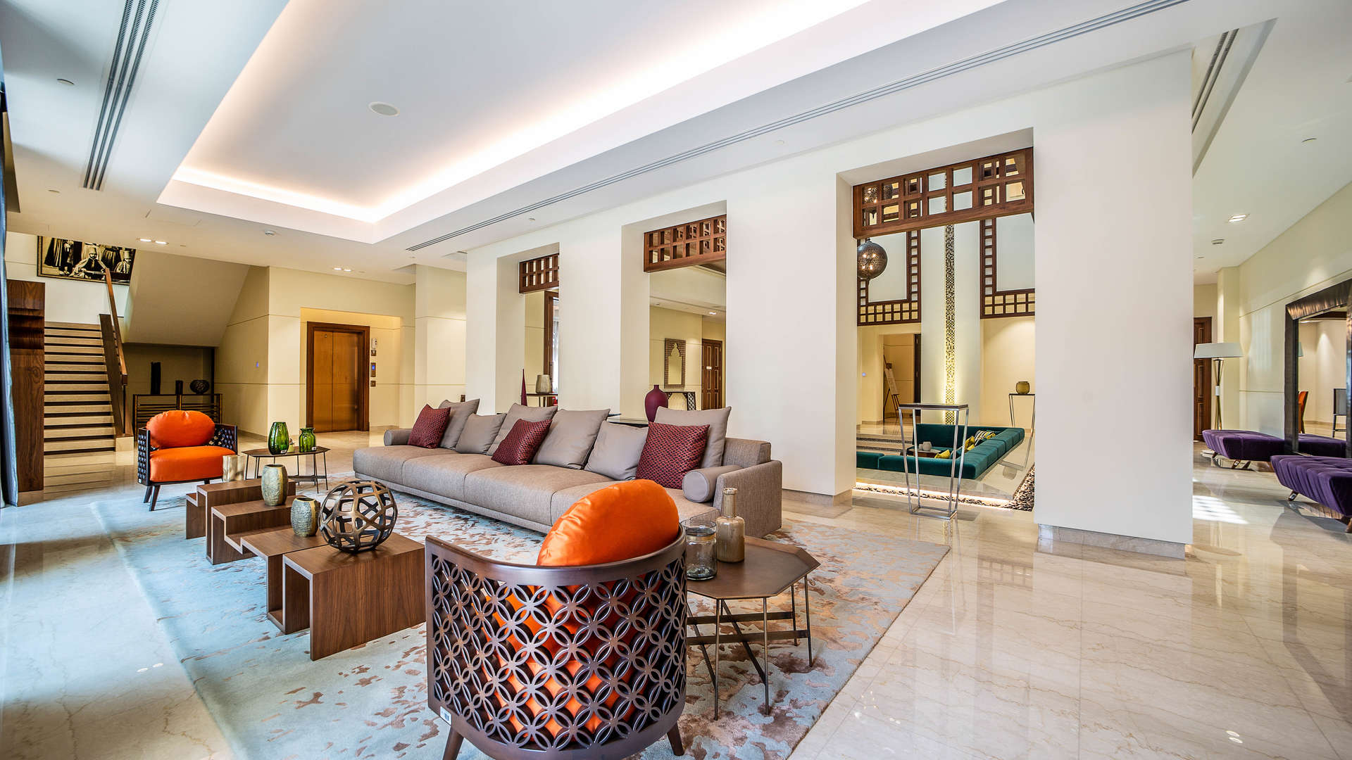 Arabic style modern mansion entrance in District One, Mohammed Bin Rashid City