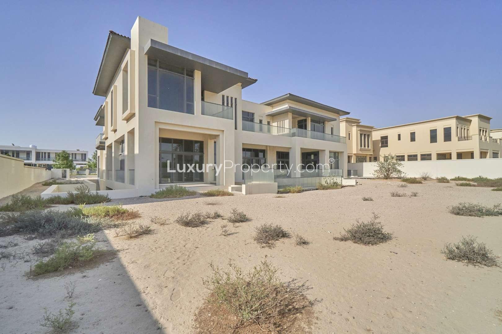 Contemporary shell and core mansion in Dubai Hills Grove for sale, exterior view