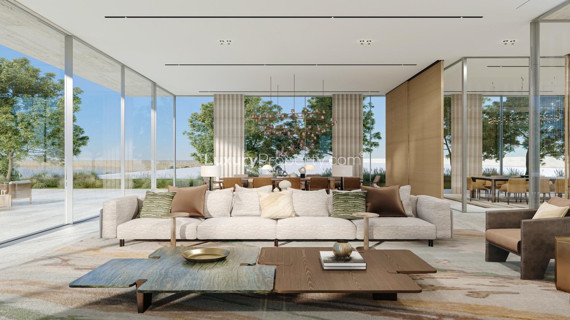 Luxurious living room in Earth Mansion at Ritz-Carlton Residences, Creekside villa for sale