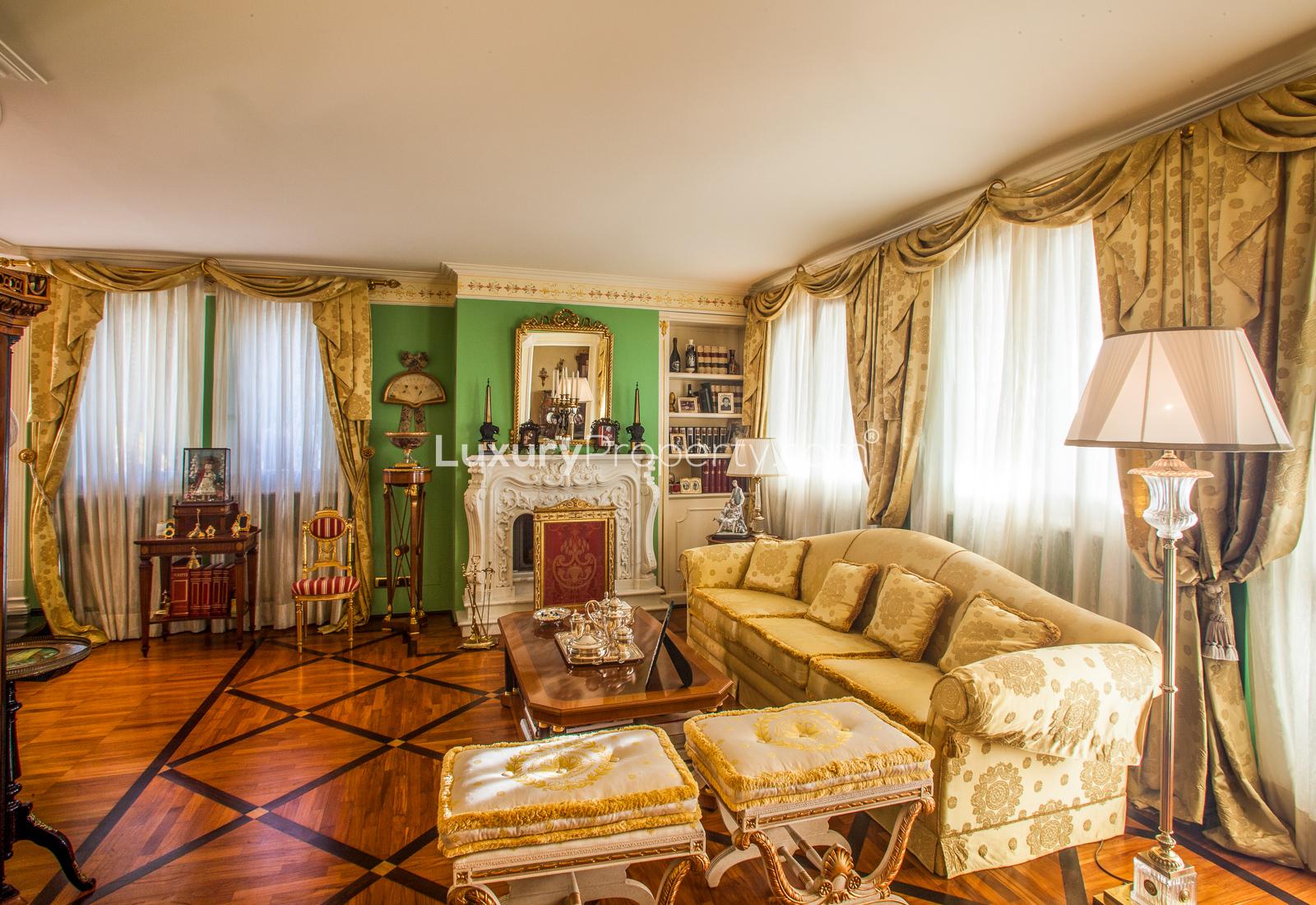 Adorable coastal villa living room with elegant decor in Lucca, Italy