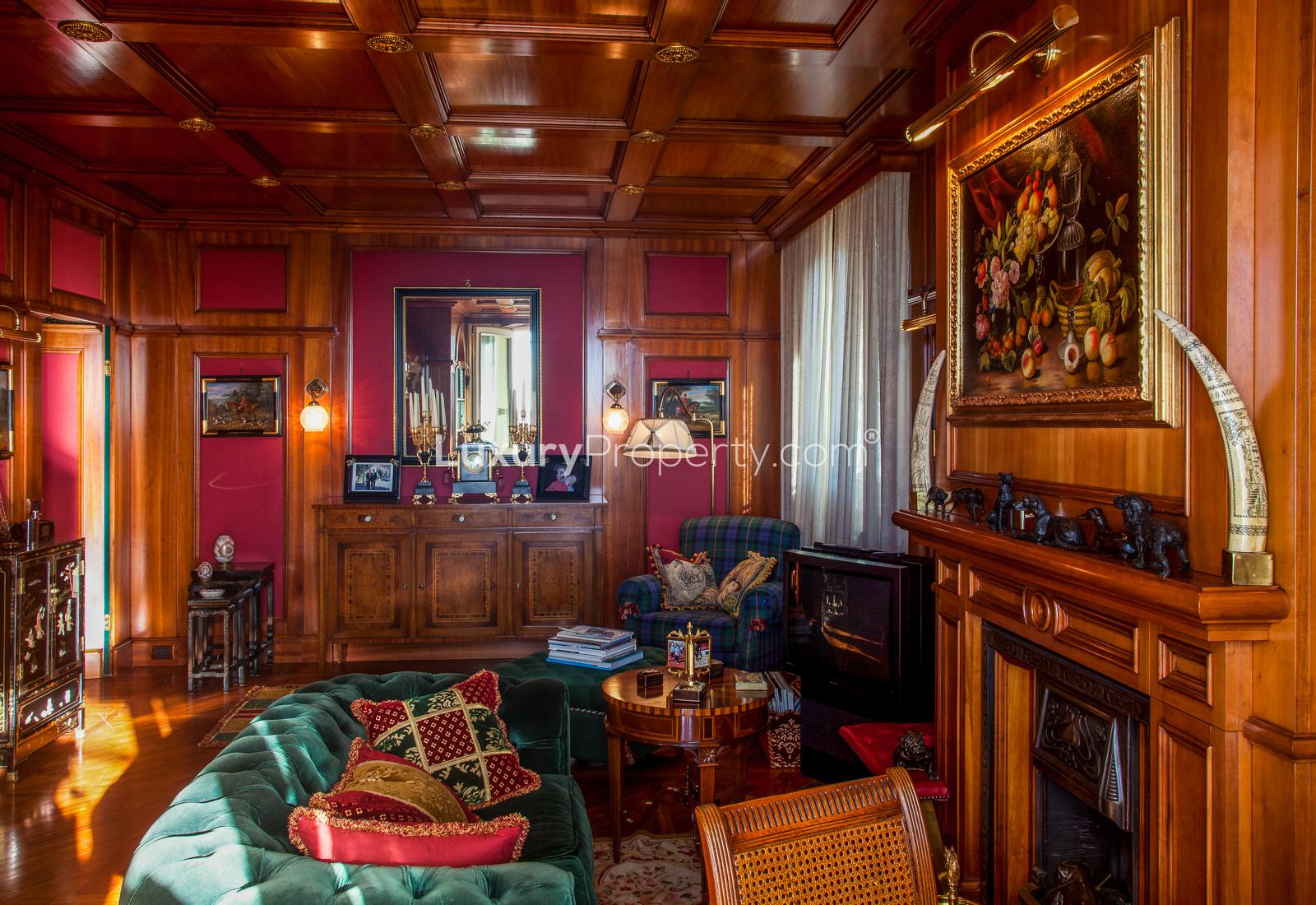 Luxurious living room in coastal villa, Lucca, Italy with elegant decor and classic furnishings