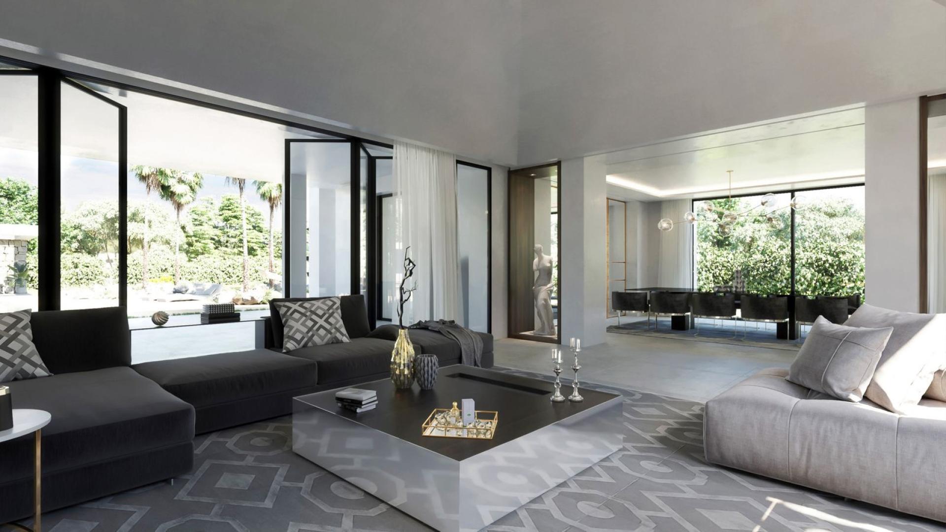 Luxury villa interior with grand piano in Nueva Andalucía, Marbella