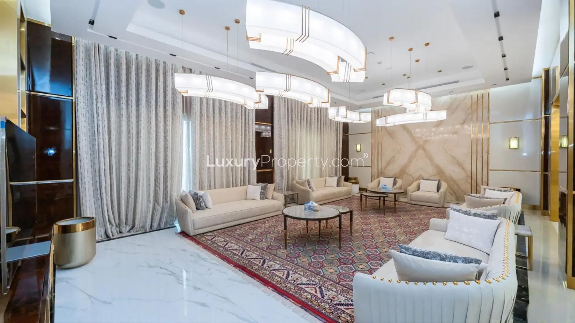 Luxurious garden view of 9-bedroom mansion in Dubai Hills View, Dubai Hills Mansions