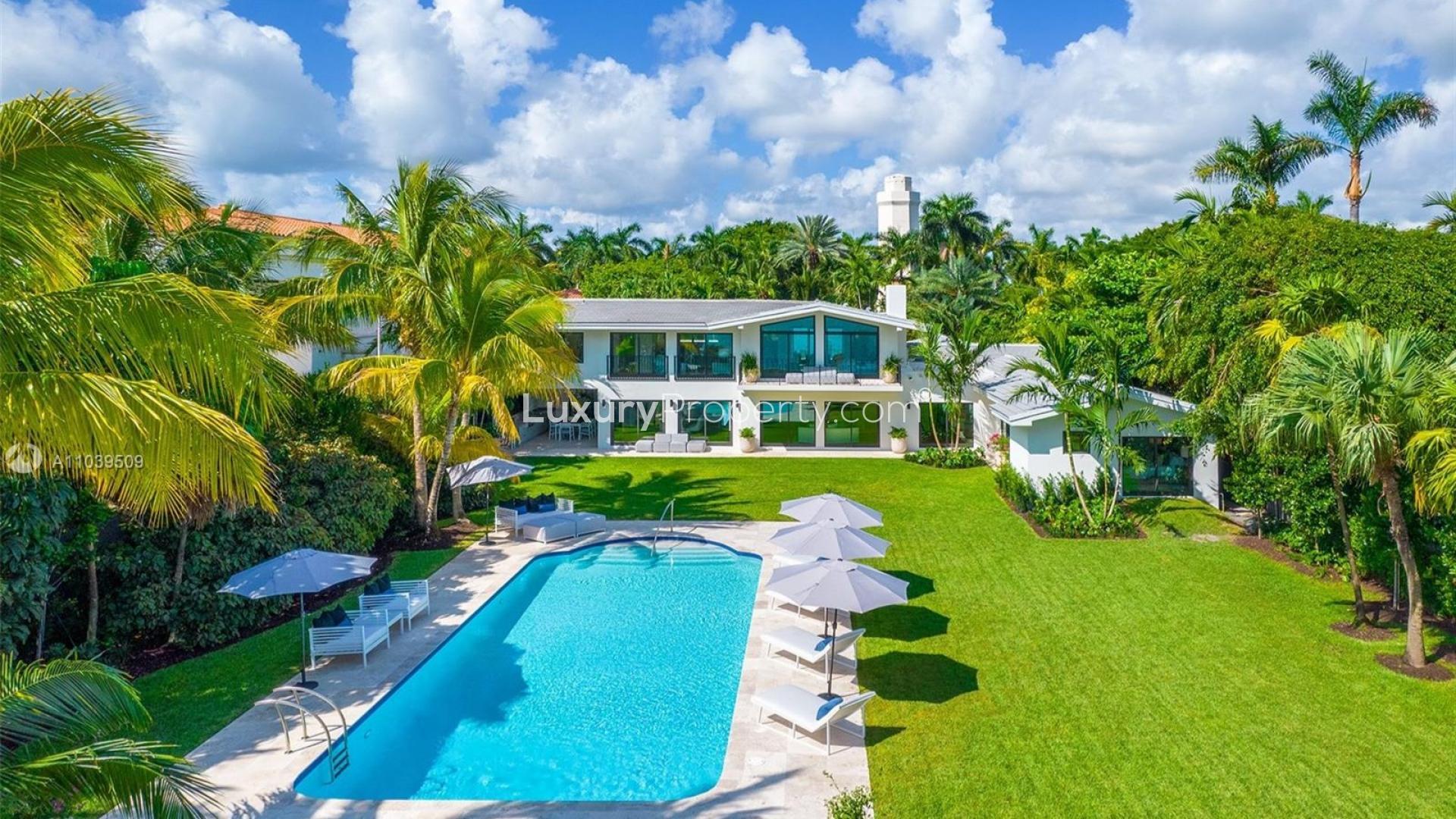 Outdoor seating area at luxurious nine-bedroom condominium, 34 Star Island, Miami Beach