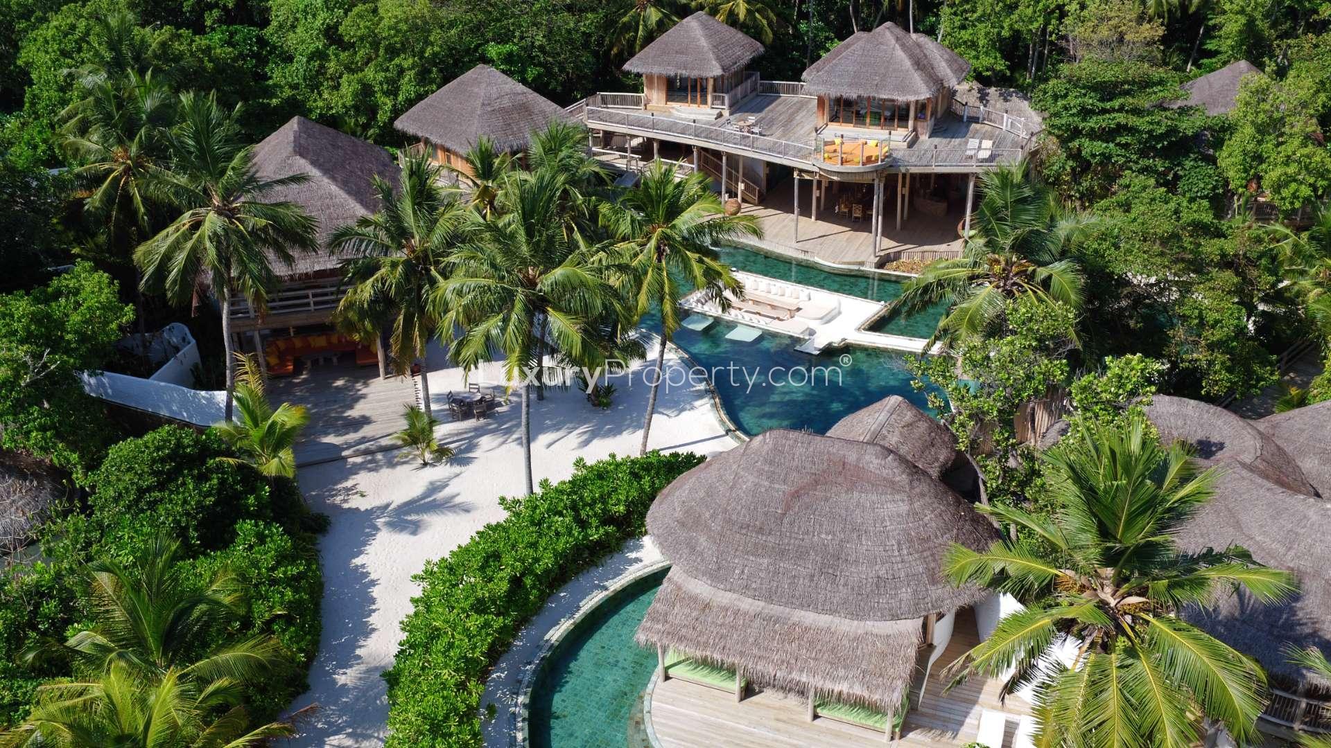 Exquisite nine-bed villa with pool and slide in Soneva Fushi, Baa Atoll, Maldives