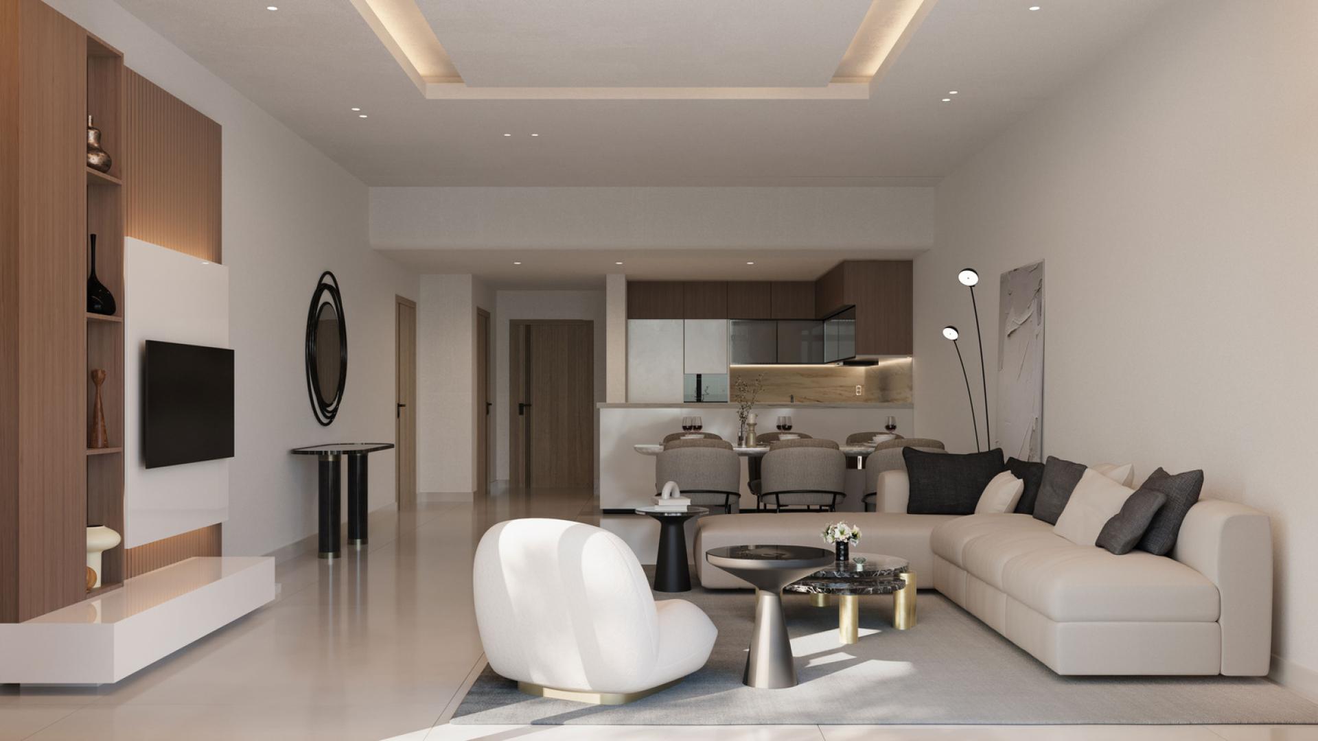 Modern studio apartment interior at Skyhills Residences, Dubai Science Park, featuring elegant decor