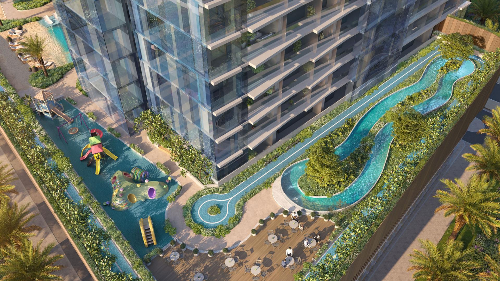 Aerial view of Skyhills Residences amenities in Dubai Science Park apartment for sale