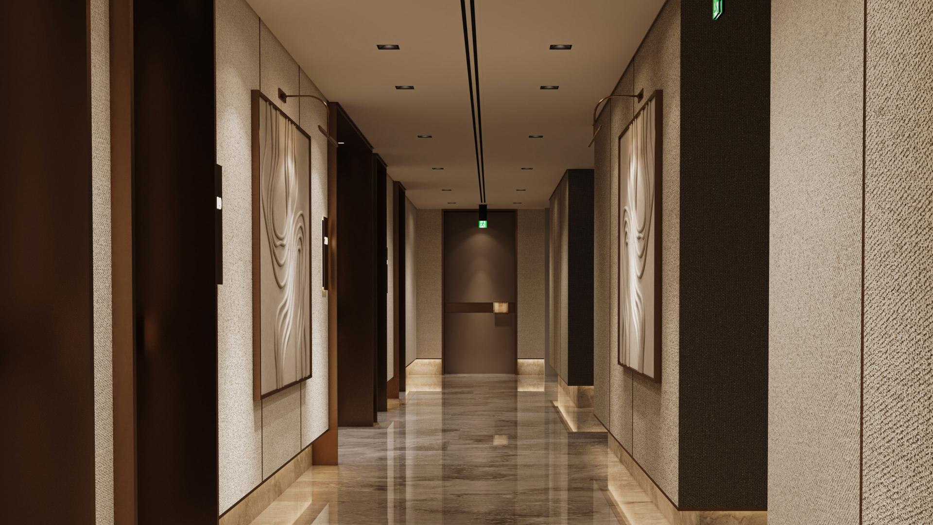 Luxurious studio apartment interior at Franck Muller Vanguard, Dubai Marina, modern design