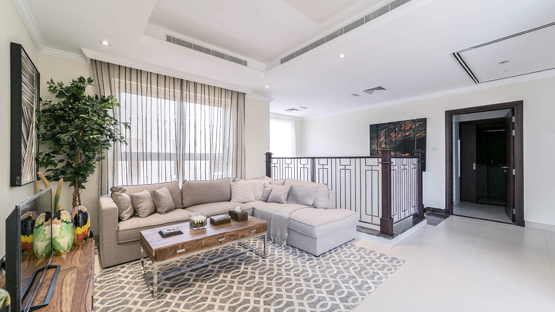 Luxurious bedroom in four-bedroom villa at Sienna Views, Jumeirah Golf Estates, overlooking golf course