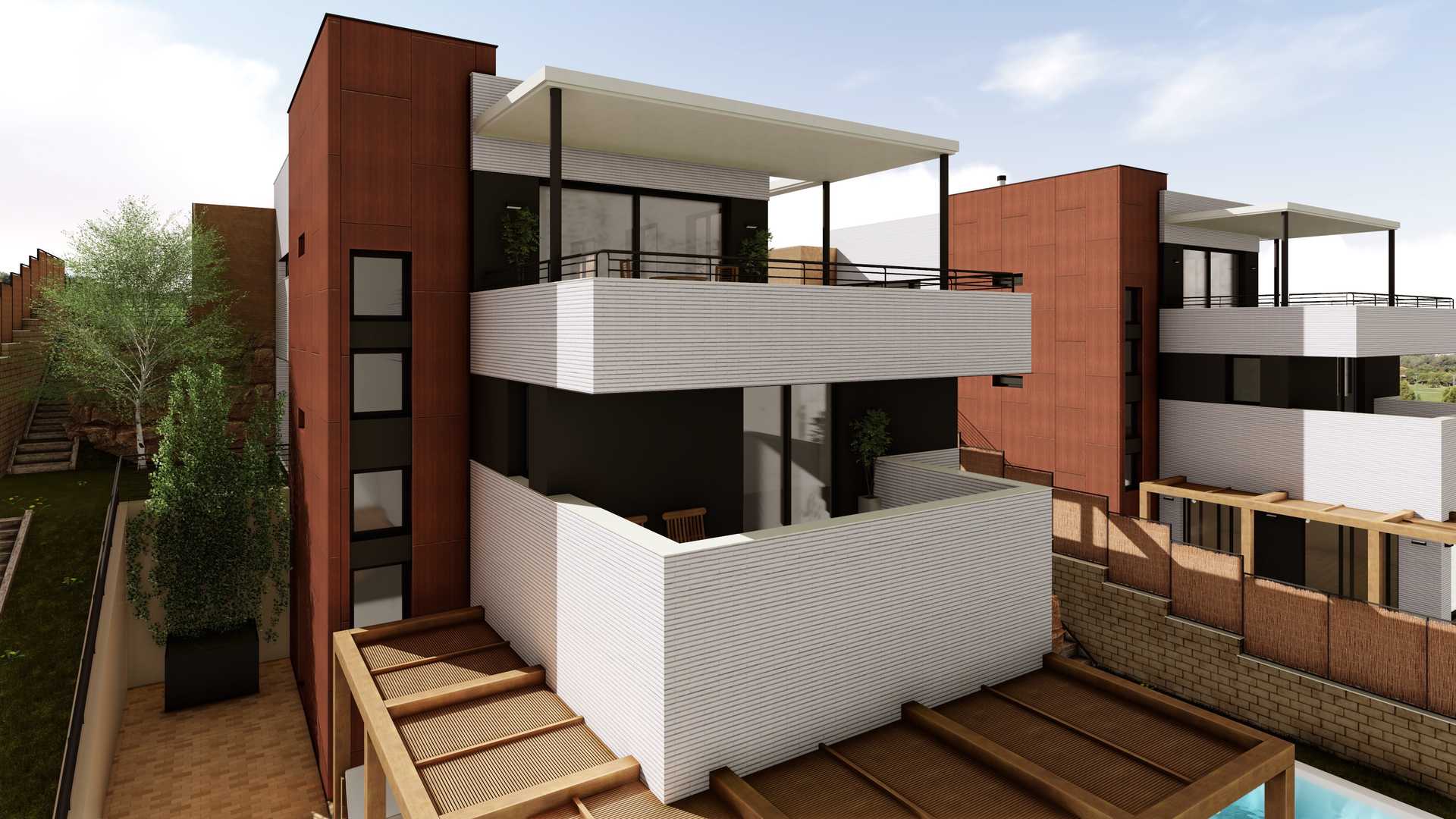 Modern garage of hilltop villa with two cars, Sant Esteve Sesrovires, Barcelona