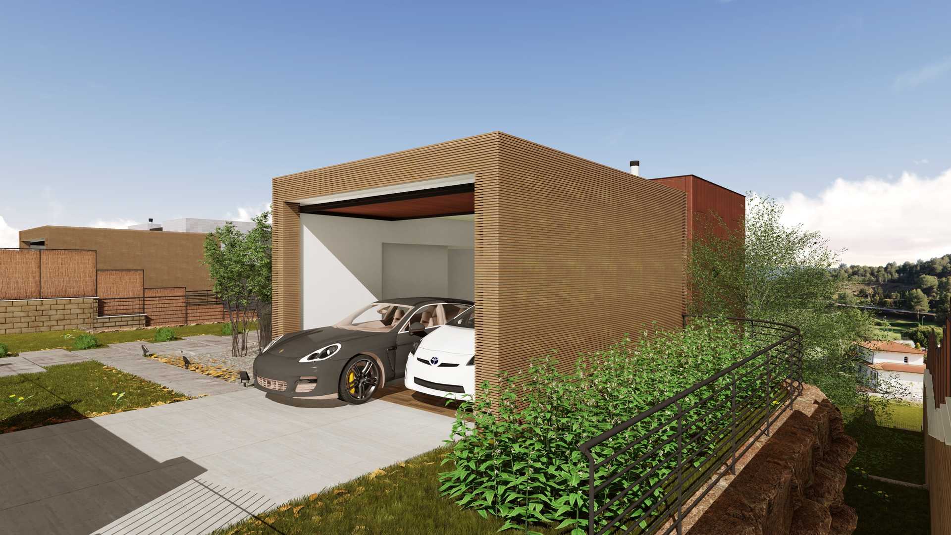 Contemporary villa exterior with modern design in Sant Esteve Sesrovires, Barcelona, for sale