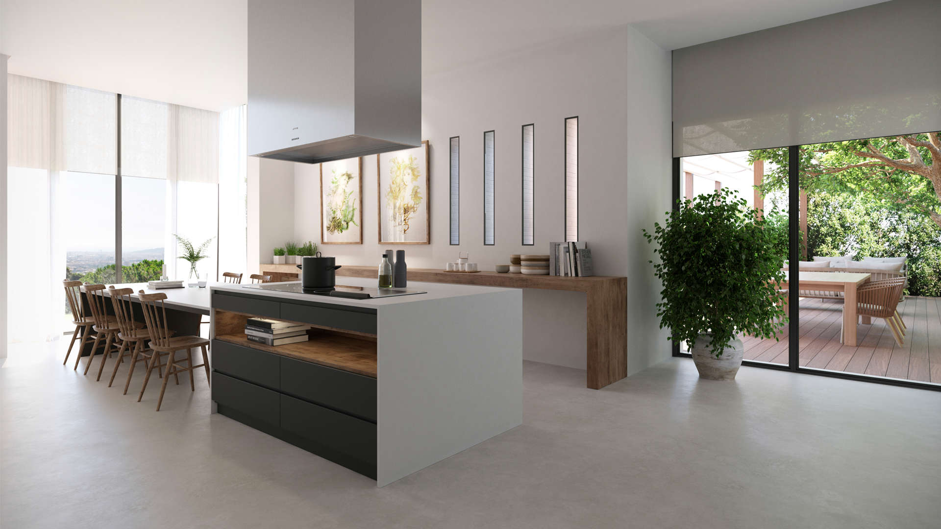 Spacious living room in luxurious Pedralbes villa, Barcelona, with modern decor and artwork