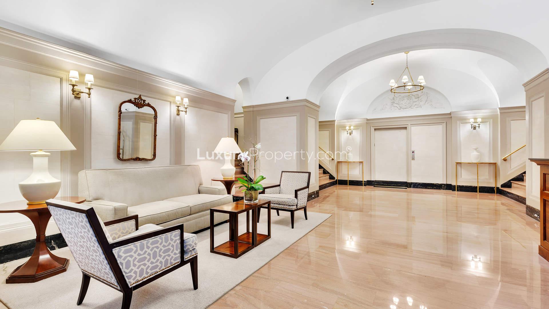 Aerial view of Manhattan buildings near West End Avenue, New York apartment for sale