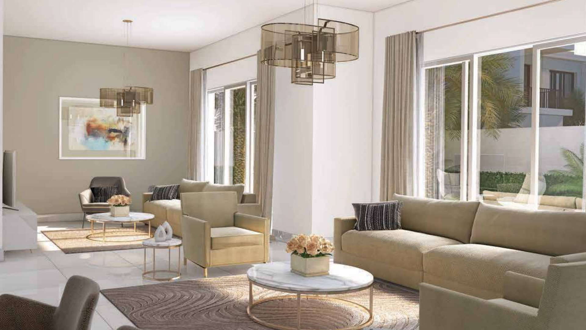 Luxurious bedroom in 5-bed villa, Arabella 3, Mudon, Dubailand with modern decor and large window