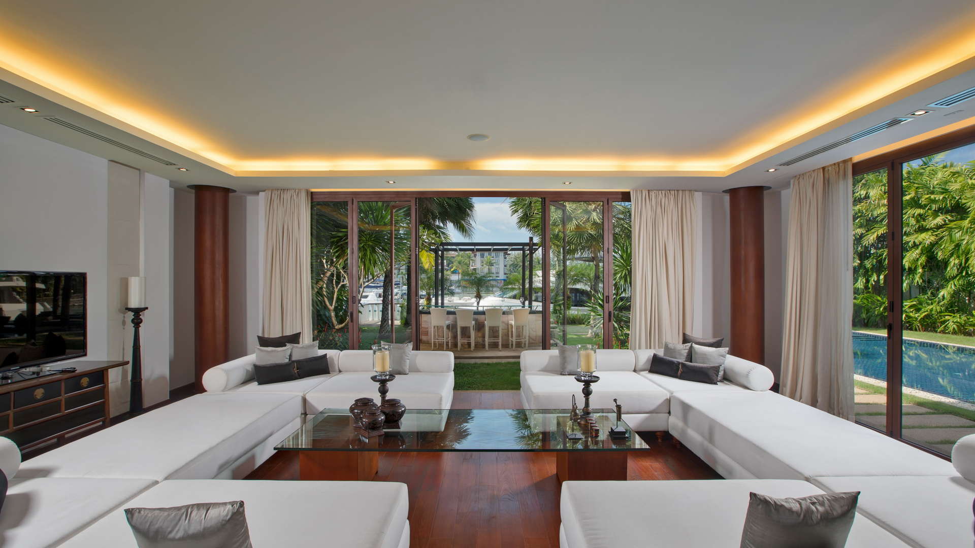 Luxurious 5-bed villa with private yacht, Royal Phuket Marina, Thailand waterfront view