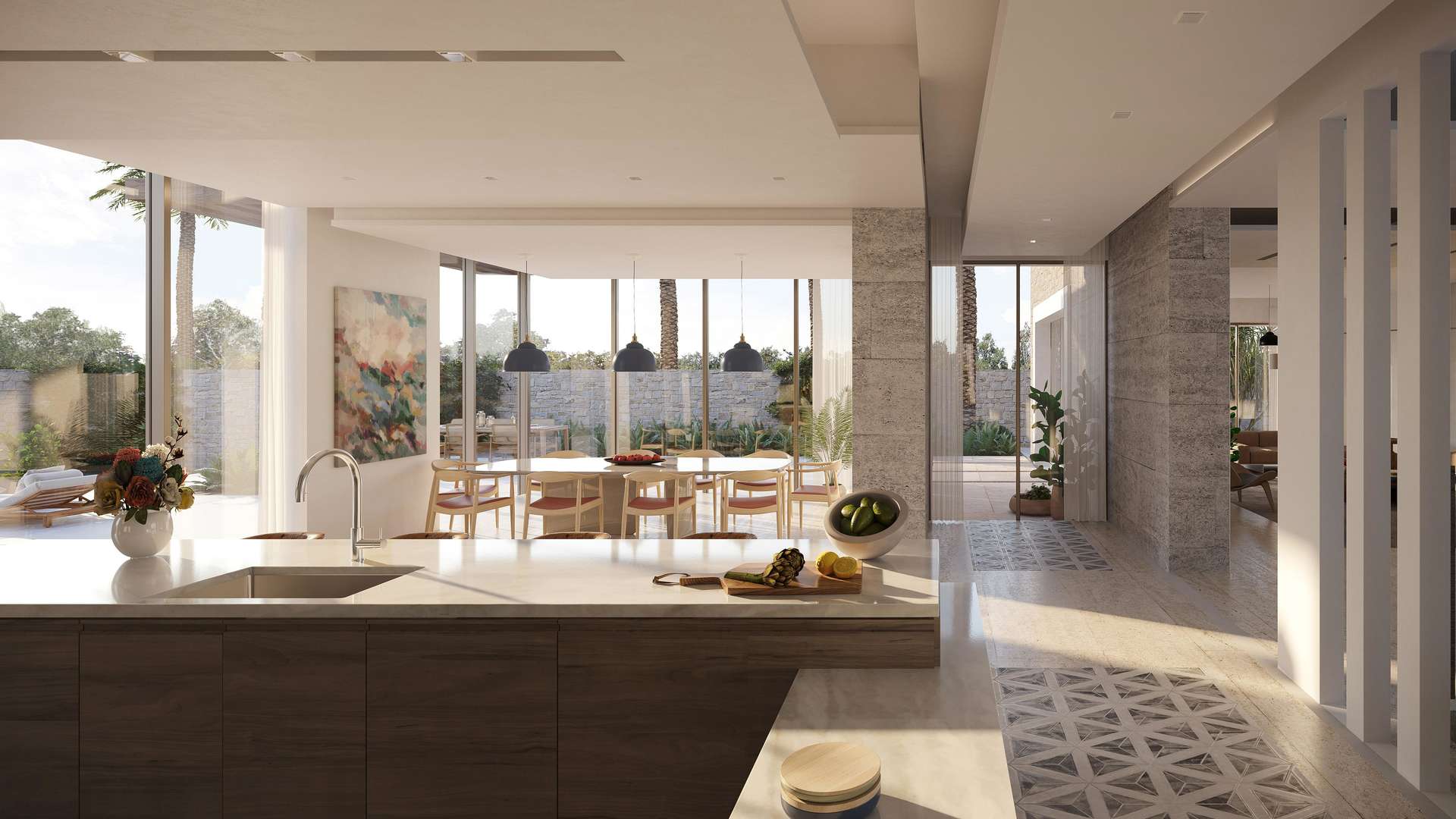 Stunning Budoor Villa exterior with pool at Al Jurf Gardens, Abu Dhabi for sale