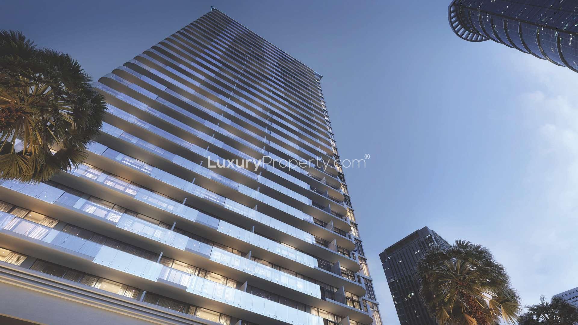 Luxury living room in 1-bedroom apartment, Merano Tower, Business Bay, Dubai. Modern interior design