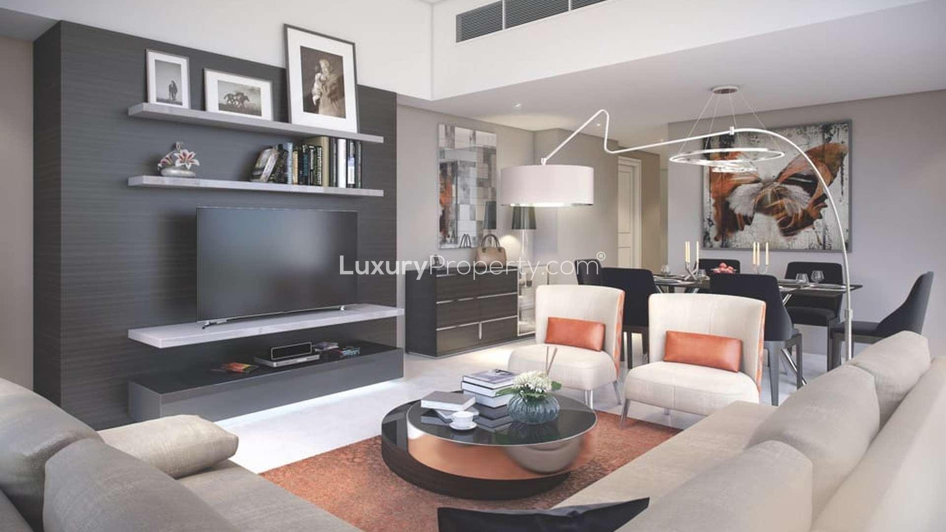 Aerial view of Merano Tower, luxury apartment for sale in Business Bay, Dubai