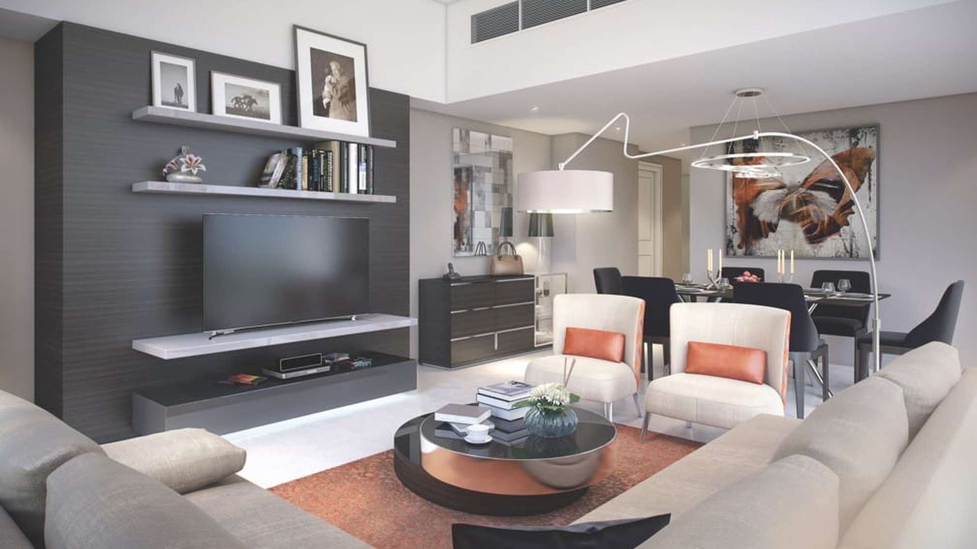 Aerial view of Merano Tower, luxury apartment for sale in Business Bay, Dubai