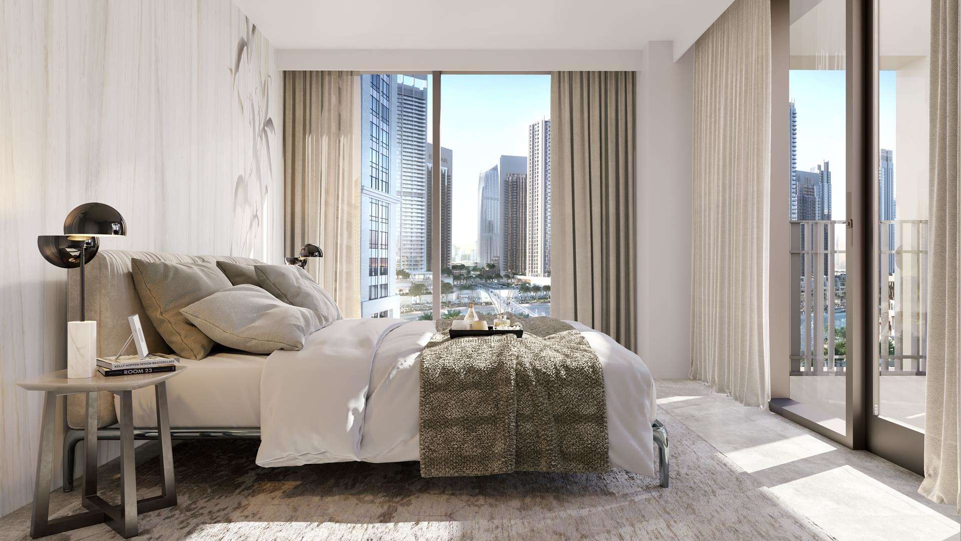 Luxurious living room in 2-bed apartment, Summer Creek Beach, Dubai Creek Harbour