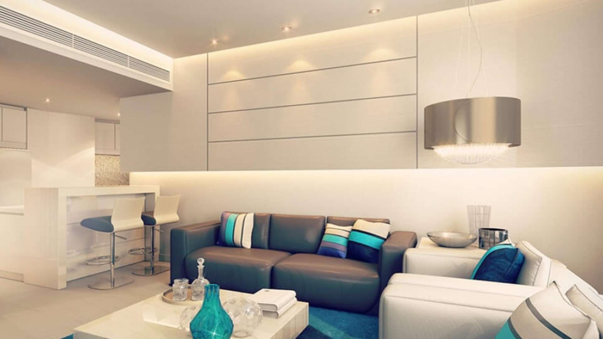 Luxury living room in 1-bedroom apartment at Merano Tower, Business Bay, for sale