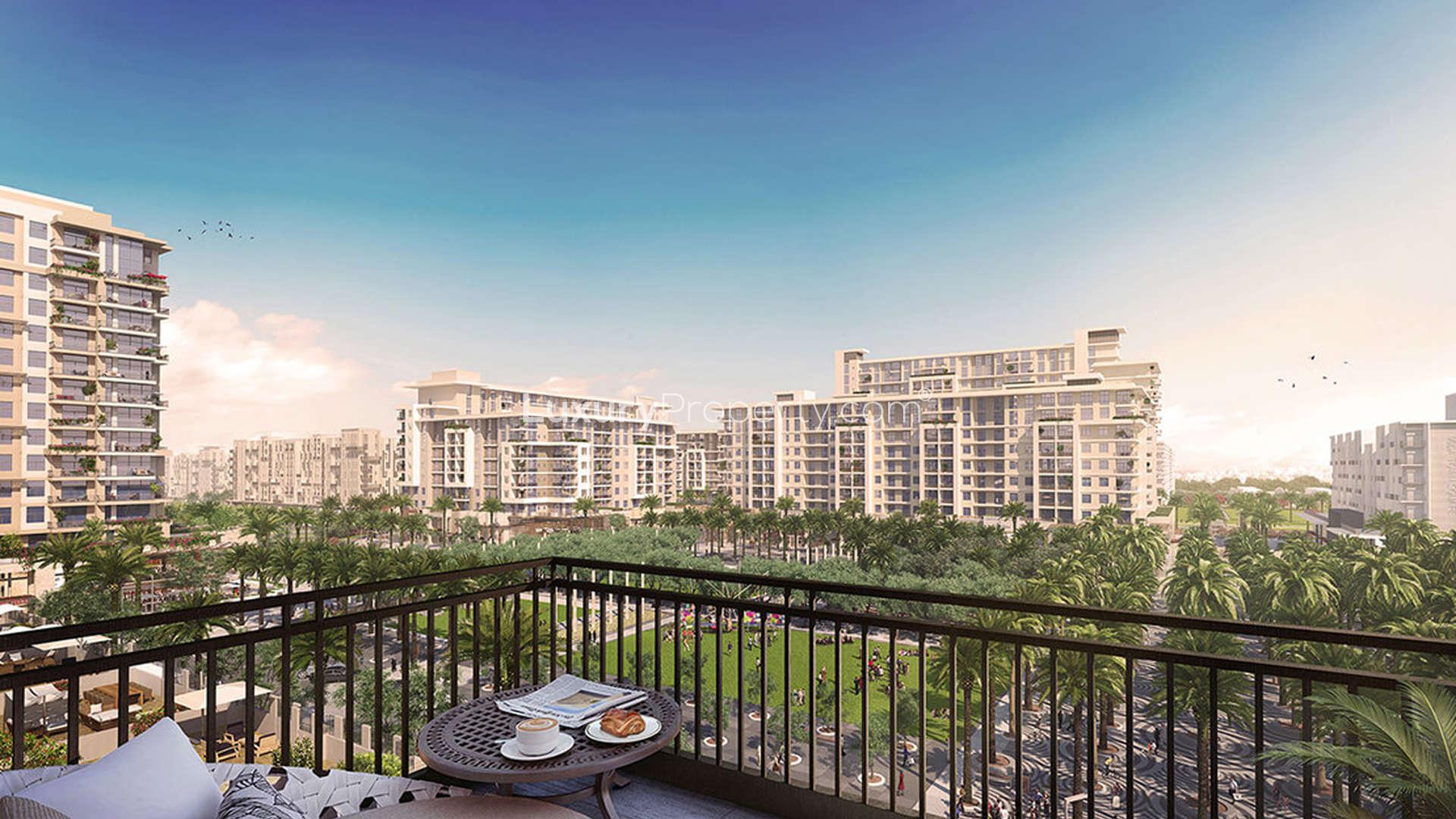 Contemporary Warda Apartments living room view, one-bedroom for sale in Town Square