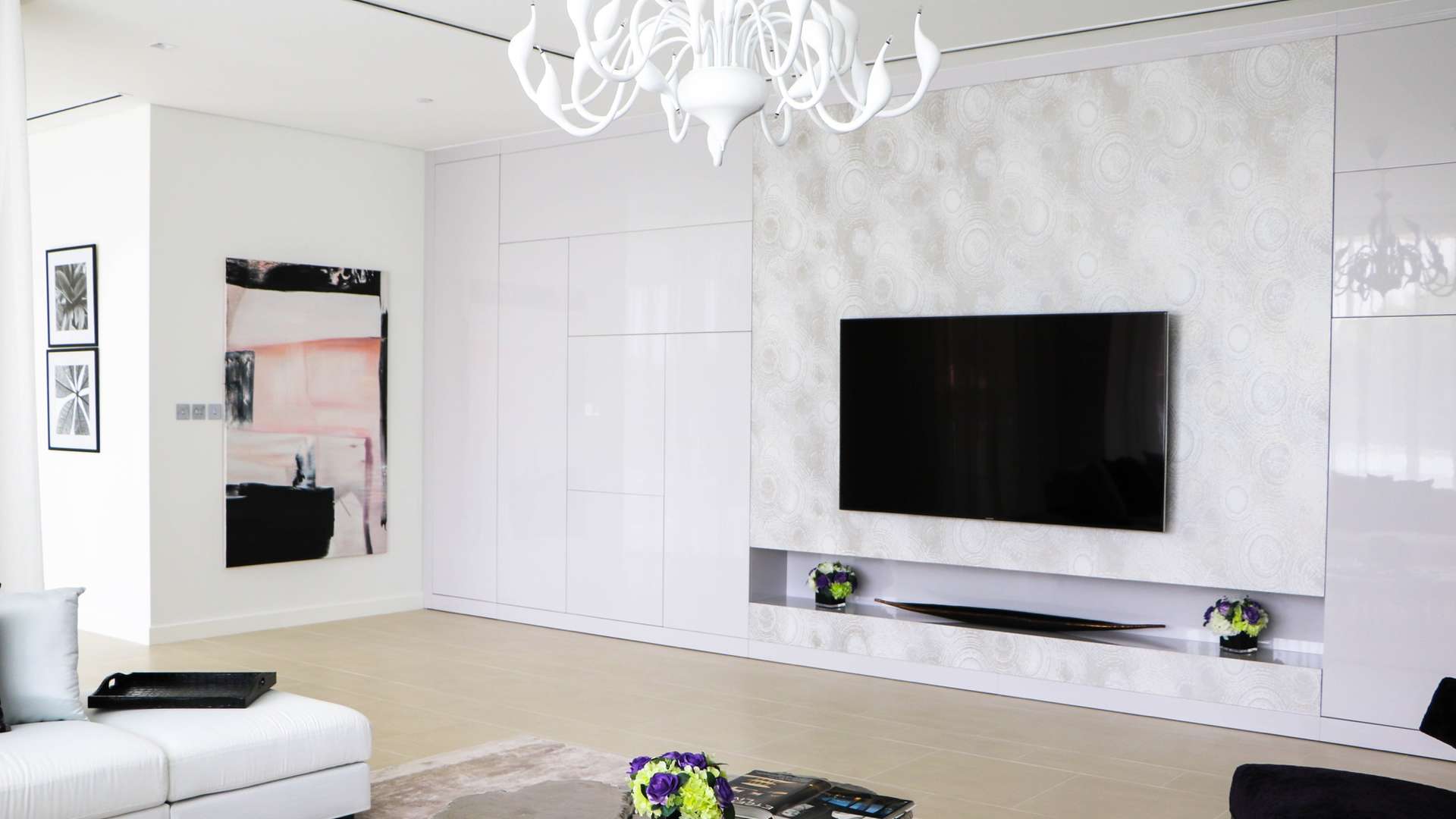 Modern living room with stylish decor in Seventh Heaven apartment, Al Barari