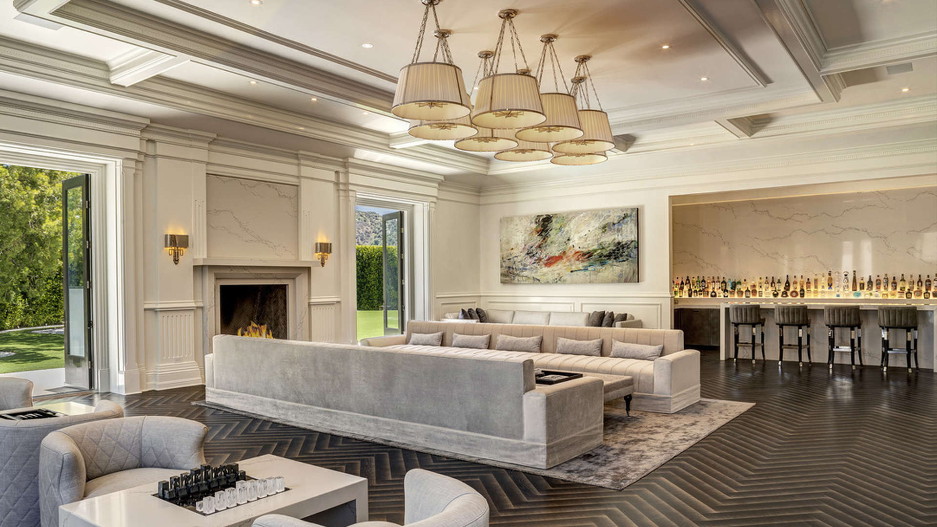 Exterior view of luxury villa with pool at 2571 Wallingford Dr, Beverly Hills