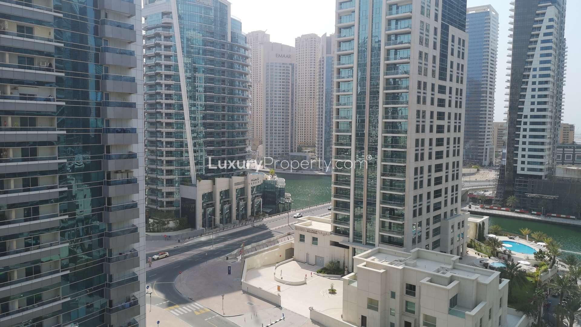 Elegant bathroom in 1-bedroom apartment, Marina Diamond 3, Dubai Marina, with bathtub and shower