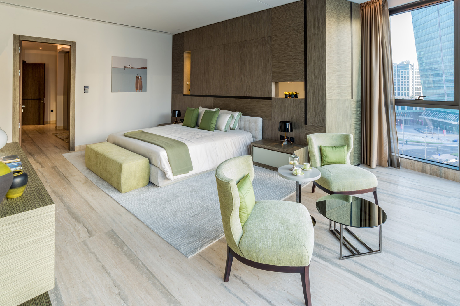 Luxurious bedroom with stunning Business Bay view in Volante, Dubai apartment for sale