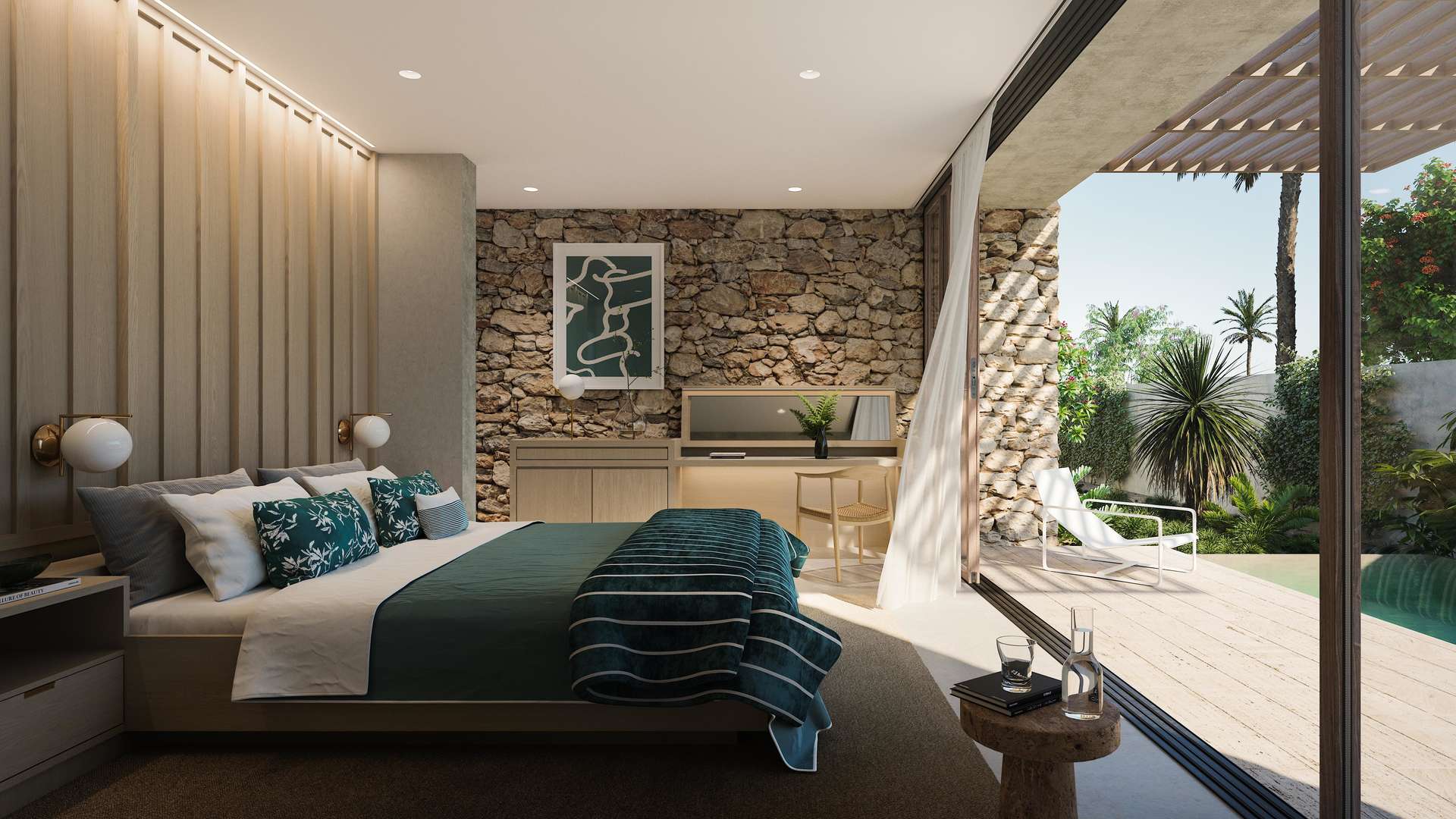 Modern open-plan living room in 3-bed villa, Al Jurf Gardens, Ghusoon Villa