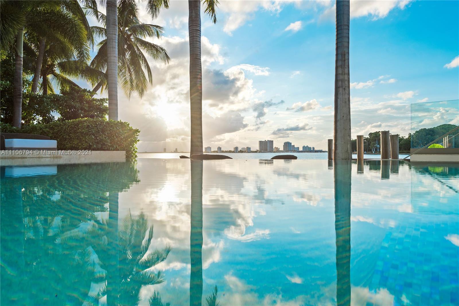 Furnished villa exterior with modern design at 6396 N Bay Rd, Miami, for sale