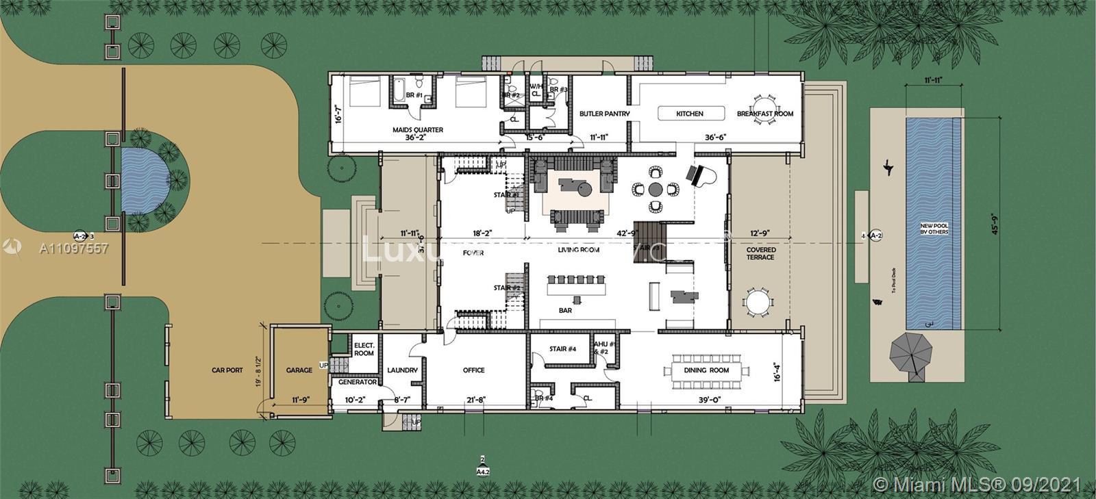 Floorplan of 7-bedroom villa for sale, 3100 N Bay Rd, Miami, showing layout details