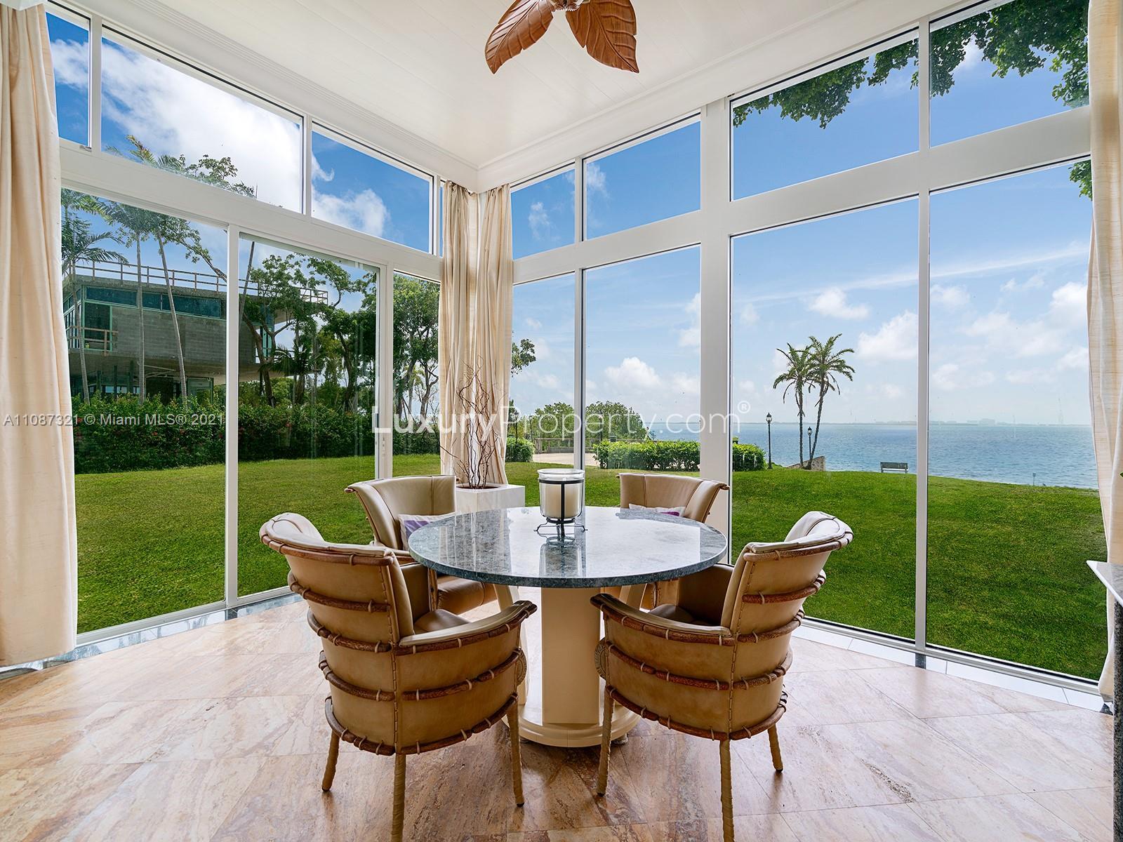 Luxurious bedroom in six-bedroom villa on Biscayne Boulevard, Miami Beach, with elegant decor
