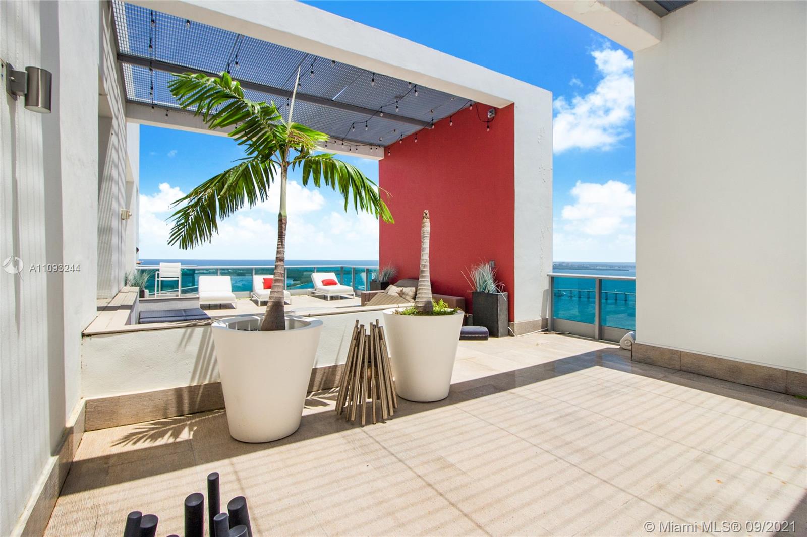 Luxurious terrace view from 6-bed penthouse for sale, Miami Beach, Florida