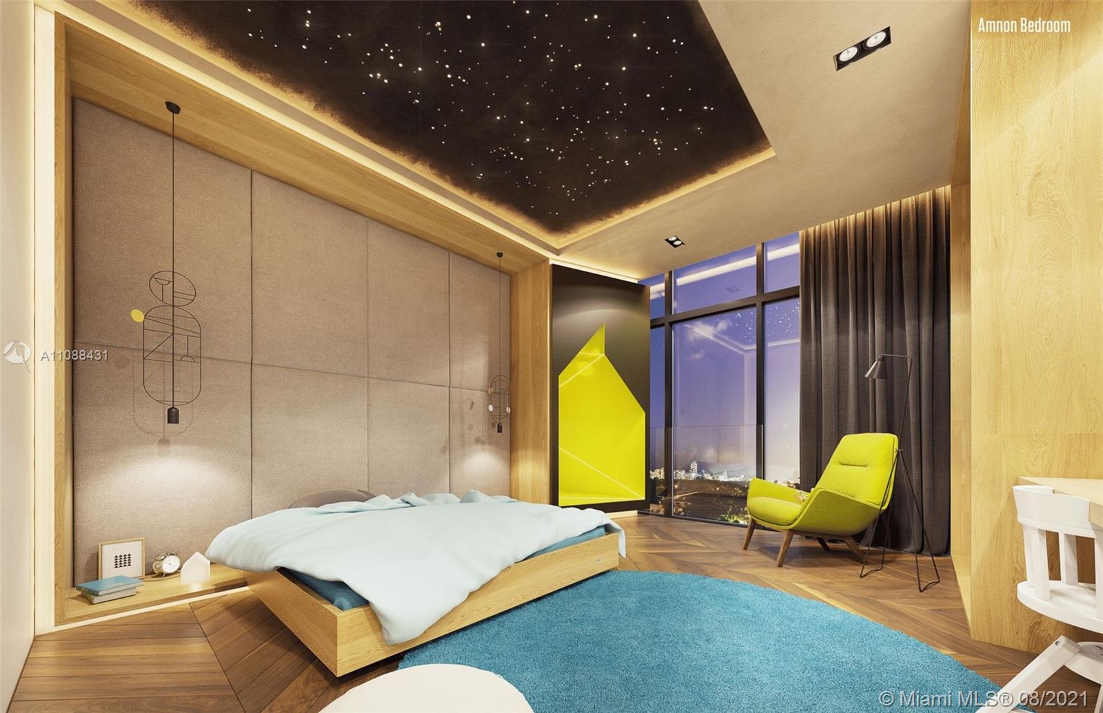 Modern children's bedroom in luxury Miami villa with unique design and playful decor