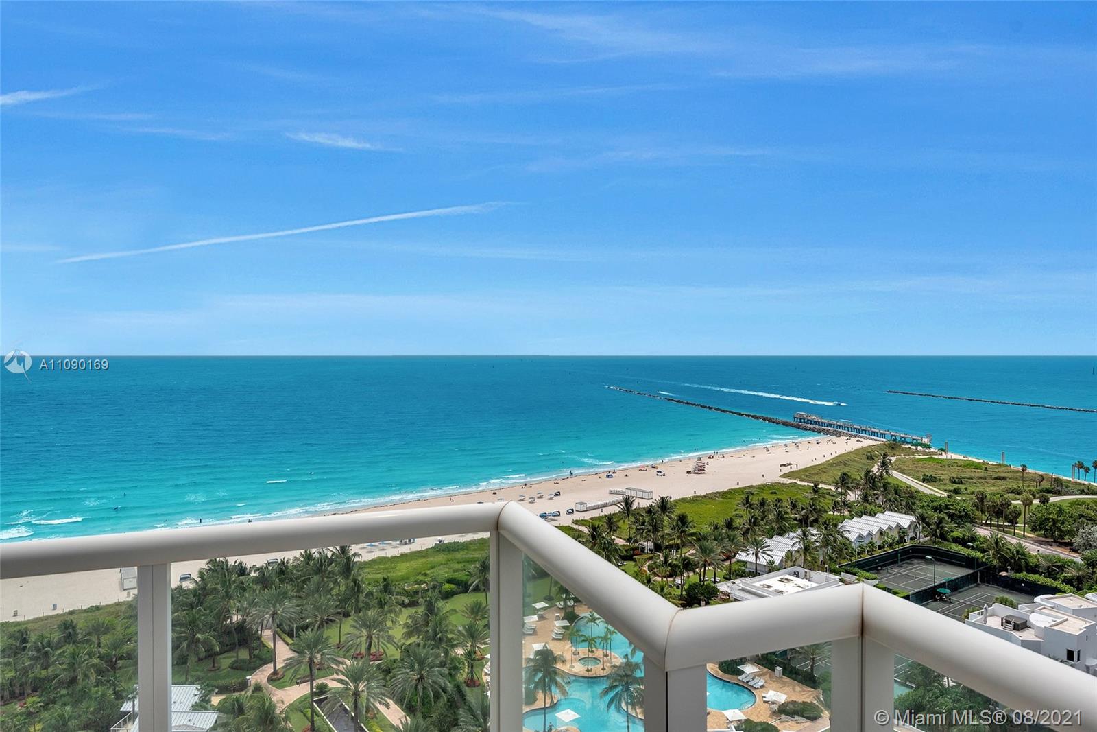 Ocean view from luxury villa in Miami, Florida, near beach and tennis courts